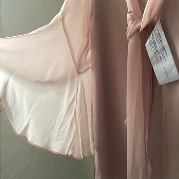 NWOT BCBG S pink silk chiffon dress w flutter sleeves - Picture 16 of 16